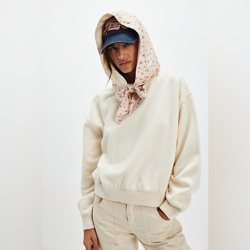 Free People Head Scarf Hoodie XS NWT Cream Buttercup